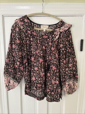 Cleobella Black and Pink Floral Tunic Top